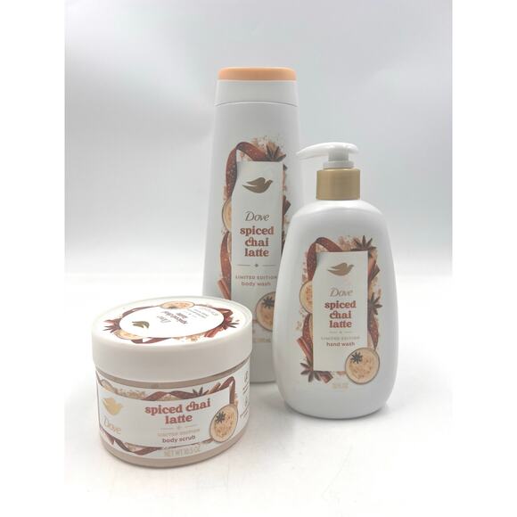 Dove Limited Edition Holiday Treats Spiced Chai Latte Body/Hand Wash Scrub Set - Picture 1 of 6